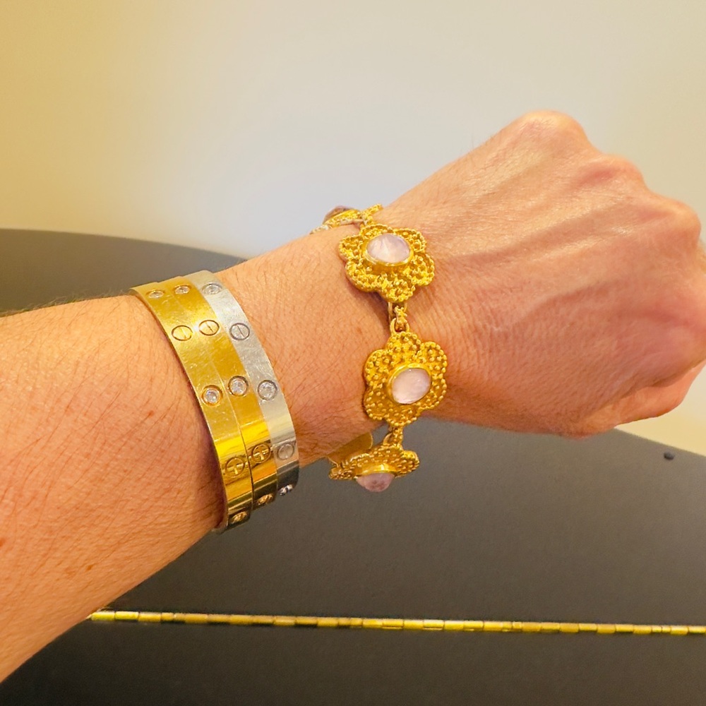 NWT Authentic Luxury Julie Vos Flower Station Iridescent Rose Statement Bracelet - Picture 5 of 17